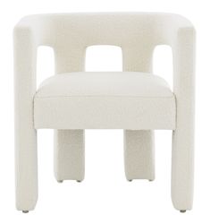 a white chair that is sitting on a white surface