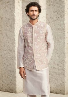 Matsya Men-Pink Millennial Jodhpuri Jacket-INDIASPOPUP.COM Blue Prom Suits For Guys, Blue Prom Suit, Jodhpuri Suits For Men, Indian Wedding Clothes For Men, Wedding Kurta, Wedding Kurta For Men, Dori Work, Indian Groom Wear, Silver Outfits