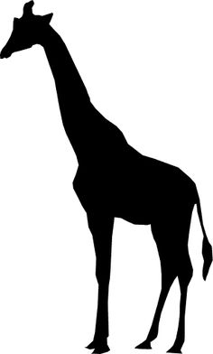 a black and white silhouette of a giraffe