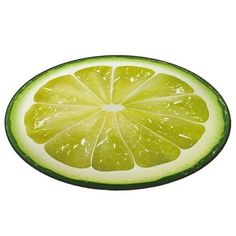 a slice of lime is shown in the shape of a circle on a white background