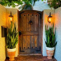 "Behind The Door" - Backyards of Key West Gallery Mexican House Exterior, Key West Art, Wooden Door Ideas, Hemingway House, Spanish Home Decor, Hacienda Style Homes, Mexico House, West Home, Mexican Home Decor