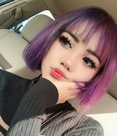 Short Long Bob, Short Dark Hair, Alternative Makeup, Long Bob Hairstyles, Alternative Hair, Hair Clothes, Dark Beauty, Purple Hair