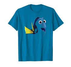 a blue t - shirt with an image of a fish on it's chest