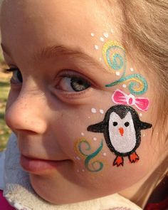 Penguin Face Painting Images, Easy Face Painting Designs, Painting Santa, Face Painting Ideas, Painting Glitter, Christmas Face Painting, Cheek Art, Face Painting Easy, Winter Face