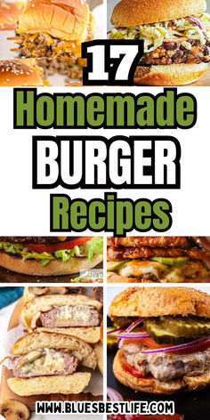 A collection of burger recipes Best Homemade Burgers, Homemade Burger Recipe, Burgers Recipes, Burger Recipes Beef, Sandwiches Recipes, Tea Sandwiches Recipes, Homemade Burger, Door Grill, Sandwich Sides