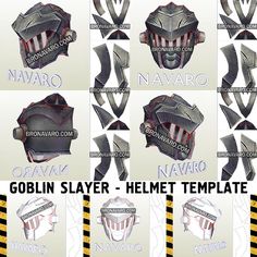 an image of helmet designs for the game gobin slayer - helmet templates set