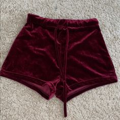 Never Worn, Excellent Condition Black Velvet Shorts Outfit, Cheap Red Shorts For Playwear, Velvet Pjs Shorts, Red Velvet Shorts, Burgundy Shorts, Oc Outfits, Tokio Hotel, Pretty Clothes, Black Shorts