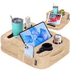 🌟 CONVENIENCE AT YOUR FINGERTIPS - TabCouchCaddy simplifies your daily routine with ease. It's more than just a cup holder; it's your go-to tablet and book holder and even transforms into a comfy neck pillow. Enjoy enhanced comfort and easy access to your essentials in various settings with this versatile and convenient Couch Cup and Tablet Holder Pillow. 📦 STAY ORGANIZED AND SPILL-FREE - Keep your essentials secure and mess-free with seven cup/mug holders and three storage pockets. Our built- Couch Cup Holder, Pillow For Bed, Tablet Pillow, Everything Stays, Mug Holder, Book Holder, Book Holders, Tablet Holder, Neck Pillow