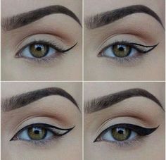 How to do winged eyeliner. This really is the perfect look! Cat Eye Makeup Tutorial, Khol Eyeliner, Eyeliner Tips, Perfect Winged Eyeliner, Bentuk Alis, Eyeliner Hacks, Winged Eyeliner Tutorial