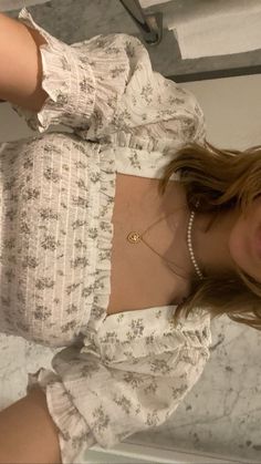 Floral Print Outfit Ideas, Feminine Tops Romantic, Coquette Lace Top, Light Coquette Outfits, Conquete Aesthetic Outfits, Brown Coquette Aesthetic, Romantic Aesthetic Outfits, Light Feminine Aesthetic Outfits, Feminine Clothes Aesthetic