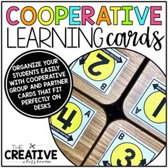 cooperative learning cards with numbers on them and the words cooperative written in black letters,