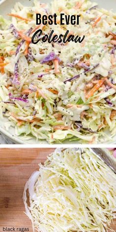 In this coleslaw recipe, crisp and colorful shredded cabbage is tossed in a very simple creamy dressing with a hint of sweetness