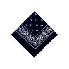 a black and white bandana with paisley designs on it's edges, in front of a white background