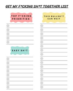 Stay organized and productive with this funny To-Do List!  This is a DIGITAL & Printable to do list Just download, use Adobe Acrobat to fill in and check-off your items, or simply print to start tackling your tasks!  Perfect for home and office use. * Print as many pages as you need. * Simply print from your home printer or send to a local printing shop. Download:  * You can download these digital items once your purchase is confirmed. * Please note that there are no printed materials or physica Project To Do List Printable Free, Add To Do List, Monthly To Do List Ideas, Things To Print Out, To Do List Bullet Journal, Cute To Do List, To Do List Ideas, Things To Do List, Funny Lists