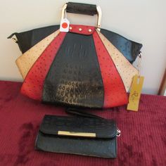 Nwt “Qjby” Qian Jiao Bai Yue Designer Fan Bag With Matching Wallet Has A Croc And Ostrich Pattern On The Vegan Leather Matching Wallet Is Included Bag 17.73x 10.24x3.54 Wallet-8.5x4.27 Comes With Dust Bag Red/Black/Tan Red Pouch Bag With Interior Card Slots, Red Crossbody Bag With Card Slots, Black Shoulder Bag With Card Slots, Red Shoulder Bag With Card Slots, Red Crossbody Shoulder Bag With Interior Card Slots, Red Everyday Bags With Card Slots, Black Wallets With Removable Pouch, Black Handheld Wallet With Removable Pouch, Black Wallet With Removable Pouch Satchel Style