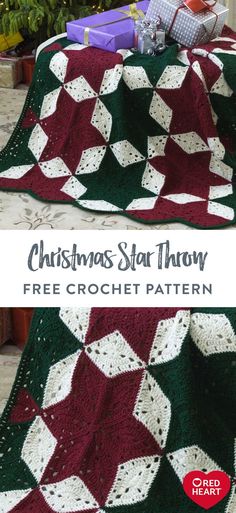 the christmas star throw crochet pattern is shown