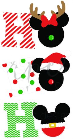 mickey and minnie mouse christmas svg cut files for silhouettes or cricut