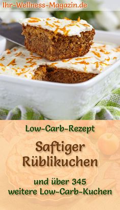 the cover of low - carb recipe for saffiger rubikuchen