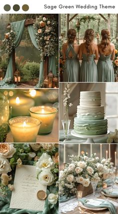 Sage green wedding theme ideas for a soft, natural look. Light Green Wedding Colors, Wedding Ideas 2025 Trends, Sage Green Mexican Wedding, Beach Wedding Sage Green, Wedding Green Color Palette, Wedding Green Gold White, Jade Wedding Theme, Green Beach Wedding Theme, Soft Green Wedding Theme