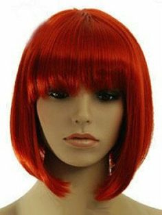 Hot Sell Fashion Red Short Bob Straight Bangs Women Lady Girl Hair Wig Wigs +Cap Short Bob Straight, Bob Straight, Bangs Bob, Anime Wigs, Straight Bangs, Cosplay Hair, Red Wigs, Short Bob Wigs, Bob Wig