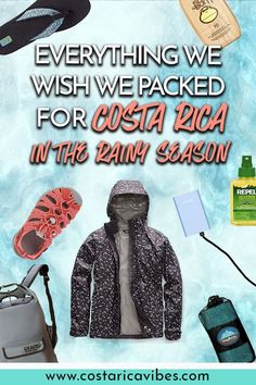 an advertisement for costa rica in the rain season, with items from various countries around the world