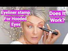 Eyeliner Stamp For Hooded Eyes - Does It Work? - YouTube Dramatic Winged Eyeliner For Hooded Eyes, Winged Liner On Hooded Eyes, Downward Hooded Eyes Eyeliner, Wing Liner Tutorial Hooded Eyes, Cat Eye For Hooded Eyes Winged Liner, Hypoallergenic Makeup, Eyeliner For Hooded Eyes, Hooded Eyes