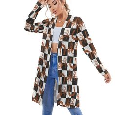 Checkered Western Lightweight Cardigan ⚡Use code PIN15 at checkout for 15% off! ⚡ www.baharanchwesternwear.com #fallfashion #fall #fallweather #fallwesternoutfit #falloutfit #western #cowgirl #pullover #horseshoes #westernprint #checkered #fallwesternoutfit Long Sleeve Design