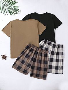 Pj Ideas, Checkered Shorts, Boys Pjs, Boys Nightwear, Pajama Outfit, Shorts Pajama Set, Teen Boy Outfits, Kids Pjs, Cocktail Outfit