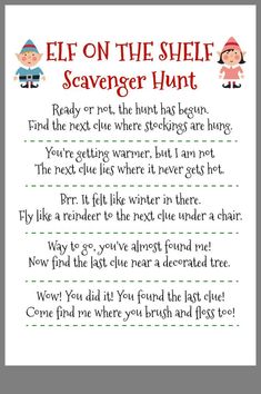 the elf on the shelf scavenger hunt is an easy way to help kids learn how