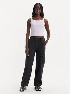 12.6 ounce Cargo pants never go out of style, especially when we put our spin on them. These '94 Baggy Cargo Pants are vintage-inspired with a high-waisted fit. They’re the epitome of effortless and cool, making them an easy yes. Cargo pants with a high rise Vintage-inspired fit Finished with a straight leg Plenty of pockets for all of your essentials Women Cargo Pants, Baggy Cargo Pants, Black Levis, Cargo Pant, Go Out, Out Of Style, Cargo Pants, Black Pants, Levi's