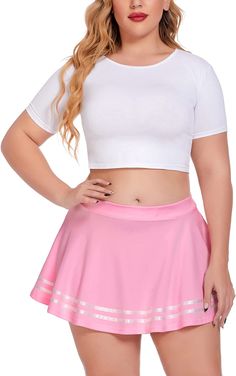 None Mini Skirt Pleated, School Uniform Skirts, Skirt Pleated, Thigh High Socks, Halloween Parties, Pink Skirt, Flowy Skirt, Plus Size Swimwear, Waist Band