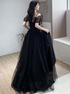 Black Evening Dress For Prom Season And Costume Party, Black Evening Dress For Costume Party Or Prom, Black Evening Dress For Costume Parties And Prom, Black Evening Dress For Costume Party During Prom Season, Black Floor-length Prom Dress, Black Fitted A-line Gown, Fitted Black A-line Gown, Black Fitted Ball Gown Corset Dress, Black A-line Wedding Gown