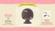 an animal crossing game with the name delfin facepaint