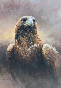 a painting of an eagle in pastel colors