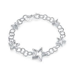 Silver Star Bracelet, Bracelets Charms, Silver Bracelets For Women, Silver Plated Bracelet, 925 Silver Bracelet, Star Bracelet, Bracelet Sterling Silver, Copper Bracelet, Pandora Bracelets