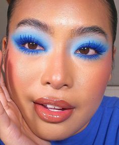 Blue Makeup Hooded Eyes, Blue Hooded Eyes, Hooded Eyes Makeup, Makeup Hooded Eyes, Blue Makeup Looks, Makeup Nails Art, Hooded Eye Makeup, Mermaid Inspired, Cute Makeup Looks