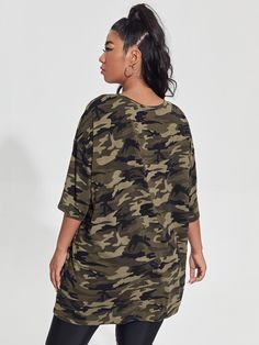 Multicolor Casual  Half Sleeve Cotton Letter Camo   Slight Stretch Summer Plus Size Tops Cheap Trendy Camouflage Tops, Cheap Camouflage Casual T-shirt, Cheap Camouflage Spring Tops, Cheap Camouflage Short Sleeve T-shirt, Cheap Casual Camouflage T-shirt, Cheap Long Sleeve Camouflage T-shirt, Cheap Camouflage Crew Neck T-shirt, Sports T Shirts, Camo Top