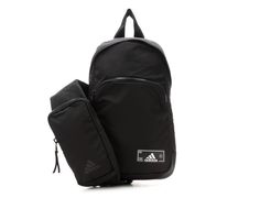 adidas backpack and toiletry bag set in black with white logo on the front