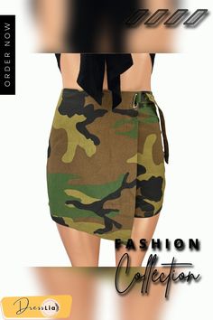 Chic Street Camo Print High Waist Irregular Shorts Summer Camouflage Mini Skirt, Camouflage Summer Skirt, Summer Camouflage Mini Skirt With Pockets, Camouflage Mini Skirt With Pockets, Camouflage Mini Skirt For Spring, Spring Camouflage Mini Skirt, Culottes Shorts, Culotte Shorts, Flat Pant