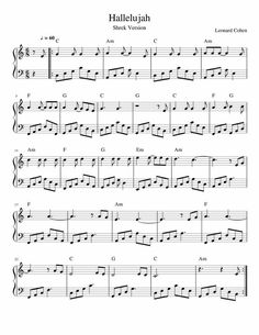 sheet music with the words haleluah on it