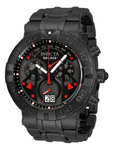 This beautiful Invicta SHAQ watch contains a Quartz movement, held by a stunning black case. Its face displays a black, grey metal dial protected by a highly resistant Flame Fusion Crystal. This timepiece is completed by a black stainless steel band and it offers water resistance of up to 200m.Imparting a formidable aesthetic, the Invicta Shaq collection embodies the attributes and energy of the world-renowned Shaquille O’Neal. Having selected key favorites, Shaq and Invicta have created a colle Watch Display Case, Mens Invicta Watches, Premium Watches, Best Watches For Men, Watches For Women, Invicta Watches, Shaquille O'neal, Men's Watches, Black Case