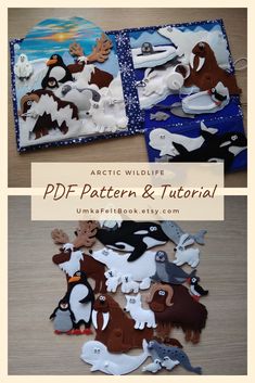 an image of some paper animals on a table with the words arctic wildlife pattern and instructions