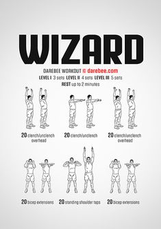 a poster with instructions for how to do the wizard squats in front of a white background