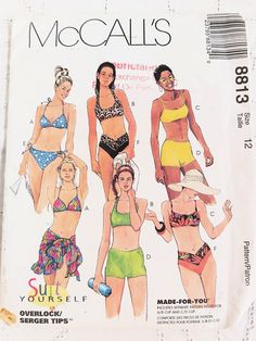 Swimwear Sewing, Swimwear Sewing Patterns, Swimsuit Pattern Sewing, Serger Tips, Swimsuit Sarong, Suit Pattern, Vintage Swim, Retro Swimsuit, Mccalls Sewing Patterns