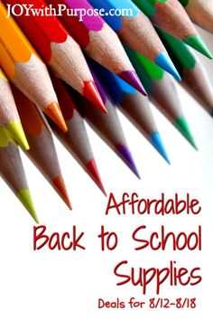 colorful pencils with the words, affordable back to school supplies