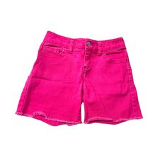 Girls| Size 10| Hot Pink| Jean Shorts| Ribbed| 4 Pockets| Online Exclusive| Stretch Pink Jean Shorts, Hot Pink Shorts, Pink Jeans, Short Ribs, Pink Shorts, Kids Bottoms, Jean Shorts, Hot Pink, Size 10