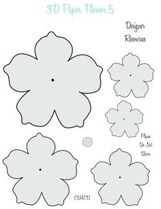 Paper Flower Printable Templates, Felt Flower Template, Paper Flower Templates, Flowers Template, Paper Rose Template