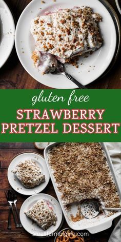 gluten free strawberry pretzel dessert on a white plate