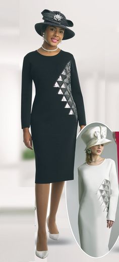 Lily and Taylor 621 1 piece Knit Dress Colors: Black, Ivory Sizes: S (4/6), M (8/10), L (12/14), XL (16/18), XXL (20/22), 3X (24/26), 4X (28/30) Matching Hat Available H310 Black H106 Ivory Call (469)571-3647 or email DivasDenFashion@gmail.com to purchase hat Dresses Church, Modest Neckline, Formal Dress Code, Church Suits, Taylor Dress, Church Dresses, Black Knit, Individual Style, Formal Occasion