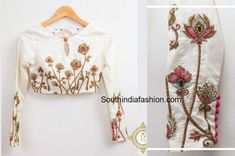 Work Blouse Hand Designs, White Work Blouse, Blouse Maggam Work, Work Blouse Designs, Blouse Works, Maggam Work Blouse, Lehenga Blouse Designs, Cutwork Blouse Designs, Blouse Designs Indian